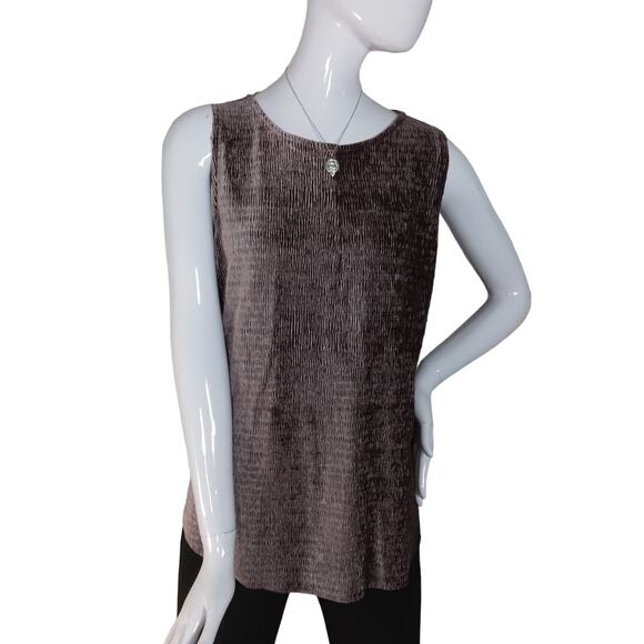 Fourteenth Place Blouse Crinkle Brown Sleeveless Size Large NWT Formal Office - Picture 1 of 6